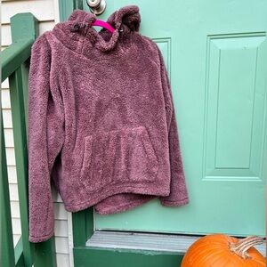 Victoria Secret PINK Teddy Funnel Neck Pullover Jacket Medium Burgundy Wine